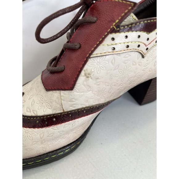 SOFFIA LEATHER FLORAL EMBOSSED ADELE LOW HEEL OXFORD SHOES Womens Size 5.5 EU 36 - Picture 10 of 14